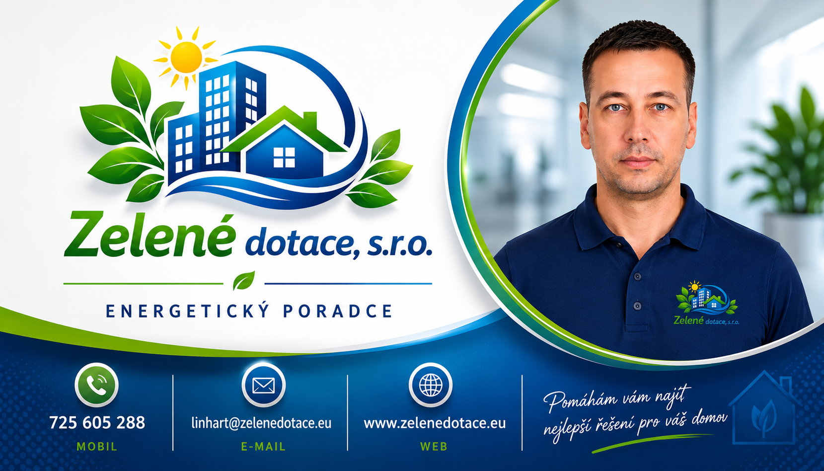 Vizitka a portrét energetického poradce Zelené Dotace